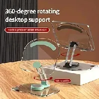 Bilde av akryl nettbretttelefonstativ dobbel bar sammenleggbar skrivebordsstativ 360 grader rotasjon løfte varmeavledningsstativ