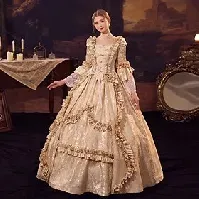 Bilde av askepott vintage prinsesse kjole fra kolonitiden alle kostymer viktoriansk rokokko vintage cosplay ytelse fest halloween 3/4-ermet halloween