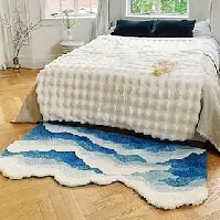 Bilde av bølgetuftet spesialformet flokketeppe teppe stue hjem anti-skli soverom nattbord teppe maskin vaskbar