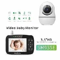 Bilde av babymonitor - 3,5-skjerms video babymonitor med kamera og lyd - fjernkontroll pan-tilt-zoom nattsyn vox-modus temperaturovervåking vuggeviser 2-veis snakk 960