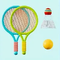 Bilde av badminton- og tennisracketsett - interaktivt spill og pedagogisk leke - perfekt bursdagsgave - rød eller gul ball inkludert