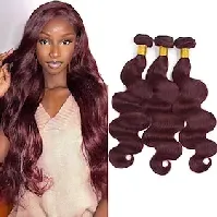 Bilde av burgunder human hair bunter ombre farget brasiliansk 99j body wave menneskehår veve bunter remy human hair extensions 3 stk