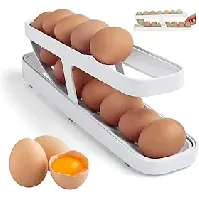 Bilde av eggedispenser, automatisk roll-on 2-lags eggebrett, eggeboks for kjøleskap, eggekurv i plast, oppbevaringsorganer for fersk egg, tilbehør til kjøkkenoppbevarin