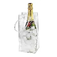 Bilde av isvinpose, klare bærbare sammenleggbare vinkjølevesker med håndtak, pvc-vinposer for champagnekald øl hvitvinskjølte drikker