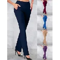 Bilde av kvinners kjole arbeid fritidsbukser bukser rett full lengde lomme stretchy bukser daglig svart vin s m
