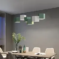 Bilde av led hengende lysarmatur for spisestue kontor stue, moderne kube dimmes led pendel lys 6 lys, moderne geometrisk lysekrone