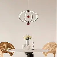 Bilde av led pendellys 48cm ring sirkel design 3 farger lys metall luksuriøs moderne stil spisestue soverom pendel lamper 110-240v
