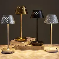Bilde av trådløs bordlampe led skrivebordslampe retro bordlampe gull sølv svart enkel trådløs design dimbart berøringsbord for barer og soveromsbruk