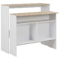 Bilde av vidaXL Barbord med 2 bordplater hvit og eik 130x40x120 cm - Møbler > Bord > Spisebord