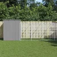 Bilde av vidaXL Hundehus med tak lysegrå 214x1069x181 cm galvanisert stål