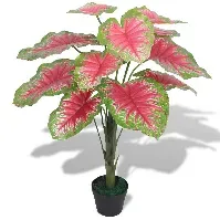 Bilde av vidaXL Kunstig caladiumplante med potte 85 cm grønn og rød - Kunstig flora - Kunstig plante blomst