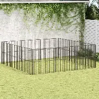 Bilde av vidaXL Lekegrind for hunder 12 paneler svart galvanisert stål