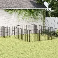 Bilde av vidaXL Lekegrind for hunder 16 paneler svart galvanisert stål