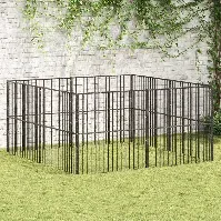 Bilde av vidaXL Lekegrind for hunder 8 paneler svart galvanisert stål