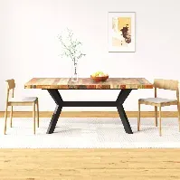 Bilde av vidaXL Spisebord gjenvunnet heltre og stålkryss 180 cm - Møbler > Bord > Spisebord