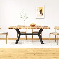 Bilde av vidaXL Spisebord heltre mango og stålkors 180 cm - Møbler > Bord > Spisebord