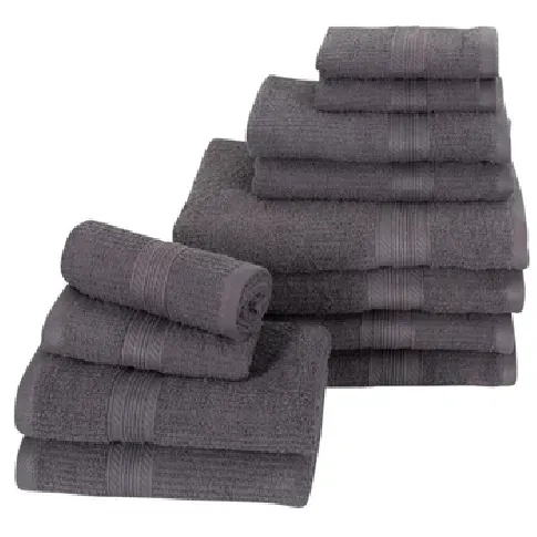 Bilde av best pris 12- pakk Håndklær - Antrasit grå - Borg Living Håndklær