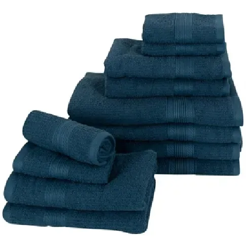 Bilde av best pris 12- pakk Håndklær - Blå - Borg Living Håndklær