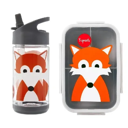 Bilde av best pris 3 Sprouts - Bento Box (Gray Fox) + 3 Sprouts - Water Bottle (Gray Fox) - Baby og barn