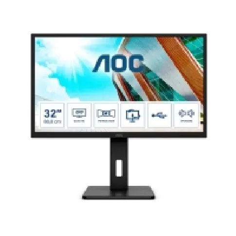 Bilde av best pris AOC Q32P2CA, 80 cm (31.5), 2560 x 1440 piksler, 2K Ultra HD, LED, 4 ms, Sort PC tilbehør - Skjermer og Tilbehør - Skjermer
