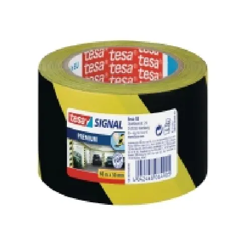 Bilde av best pris Advarselstape tesa premium, 50 mm x 66 m, gul/sort Papir & Emballasje - Markering - Etiketter og Teip