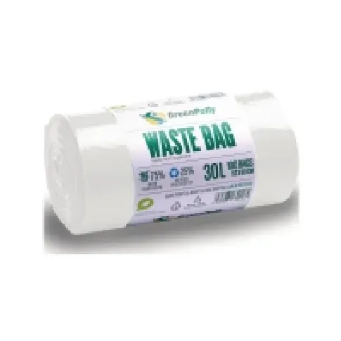 Bilde av best pris Affaldssække GreenPolly® genanvendelige 30 ltr. hvid 11 my - (rulle á 100 stk.) Rengjøring - Avfaldshåndtering - Avfaldsposer