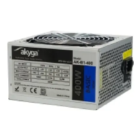 Bilde av best pris Akyga Basic Series AK-B1-400 - Strømforsyning (intern) - ATX12V 2.31 - AC 230 V - 400 watt - PFC - grå PC tilbehør - Ladere og batterier - PC/Server strømforsyning
