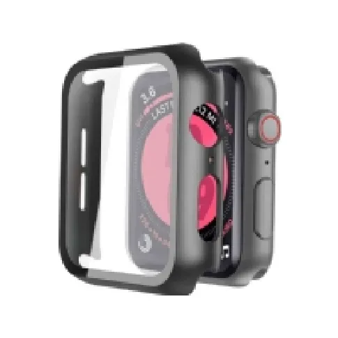 Bilde av best pris Alogy Case 2in1 cover overlay with glass for Apple Watch 4/5/6/SE 44mm Black Tele & GPS - Mobilt tilbehør - Deksler og vesker