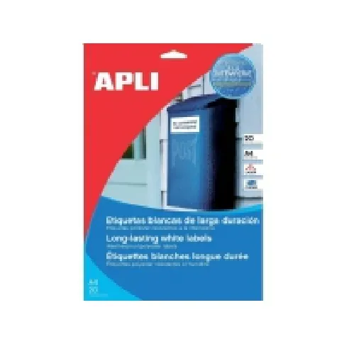 Bilde av best pris Apli APLI polyesteretiketter, 210x297mm, rektangulær, hvit, 20 ark. Papir & Emballasje - Etiketter - Multietiketter