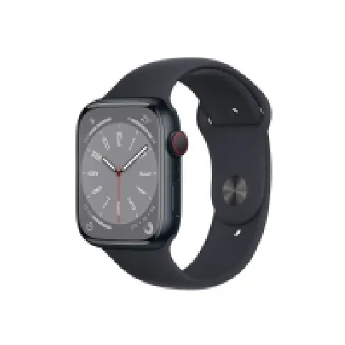 Bilde av best pris Apple Watch Series 8 (GPS + Cellular) - 45 mm - midnattsaluminium - smartklokke med sportsbånd - fluorelastomer - midnatt - båndbredde: Regular - 32 GB - Wi-Fi, LTE, Bluetooth, UWB - 4G - 38.8 g Sport & Trening - Pulsklokker og Smartklokker - Smartklokker