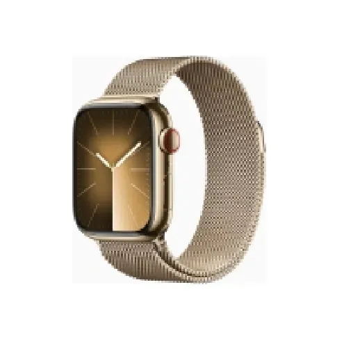 Bilde av best pris Apple Watch Series 9 (GPS + Cellular) - 41 mm - gyllen rustfritt stål - smartklokke med fint strikket løkke - 64 GB - Wi-Fi, LTE, UWB, Bluetooth - 4G - 42.3 g Sport & Trening - Pulsklokker og Smartklokker - Smartklokker