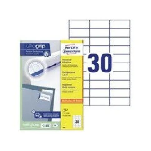 Bilde av best pris Avery - Hvit - 70 x 29.7 mm 3000 etikett(er) (100 ark x 30) flerbruks merkelapper Papir & Emballasje - Hvitt papir - Hvitt A4