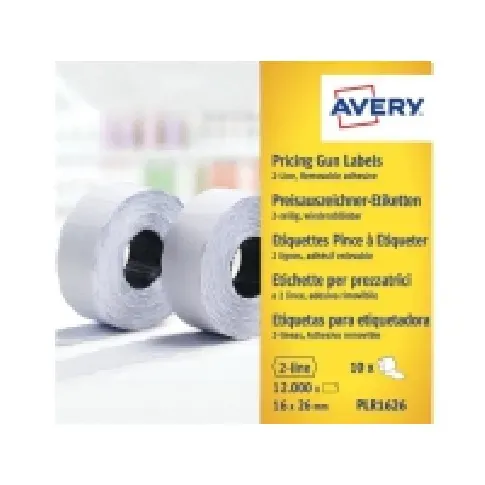 Bilde av best pris Avery PLR1626 - Papir - fjernbart adhesiv - hvit - 26 x 16 mm 12000 etikett(er) (10 rull(er) x 1200) prisetiketter Papir & Emballasje - Emballasje - Etiketter og etiketter