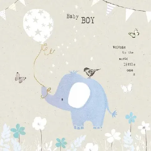 Bilde av best pris Baby boy - kort m/elefant (15 x 15cm) - Babyklær