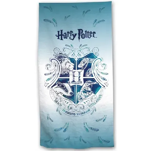 Bilde av best pris Badehåndkle - Harry Potter - Hogwarts logo Blå - 70x140cm - 100% Bomull Håndklær