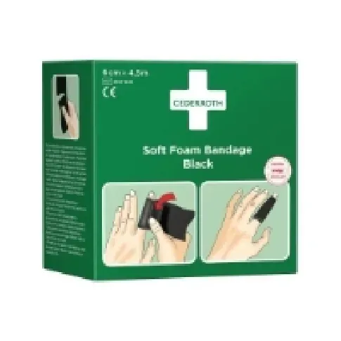 Bilde av best pris Bandage Cederroth, sort, 6 cm x 4,5 m Klær og beskyttelse - Sikkerhetsutsyr - Førstehjelp