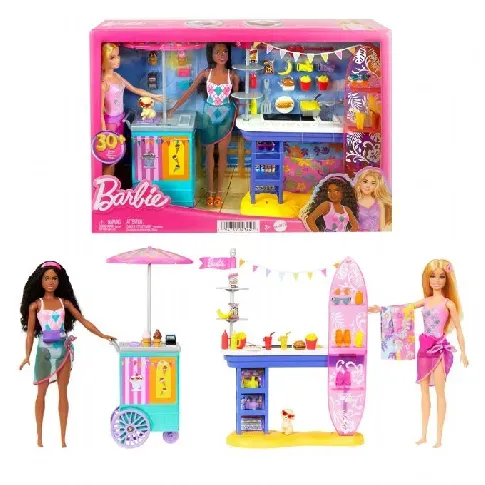 Bilde av best pris Barbie Beach Boardwalk lekesett Barbie stranddukker lekesett HNK99 Dukker