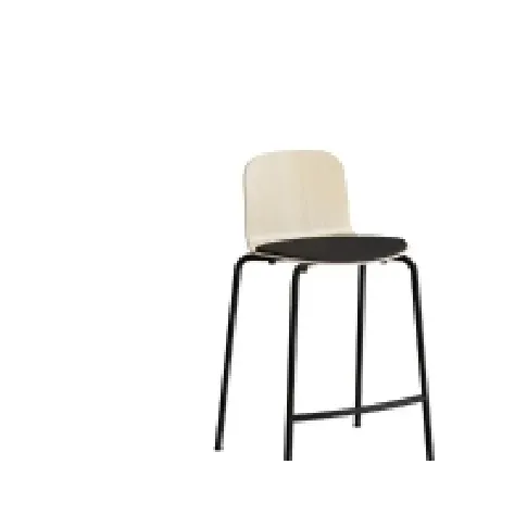 Bilde av best pris Barstol ADD Hvidpigmenteret eg laminat, sæde i mørk grønt tekstil, sort oliven ben Barn & Bolig - Møbler - Stoler