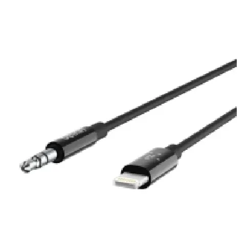 Bilde av best pris Belkin - Kabel fra Lightning til hodetelefonsjakk - Lightning hann til mini-phone stereo 3.5 mm hann - 91.4 cm - svart PC tilbehør - Kabler og adaptere - Lydkabler