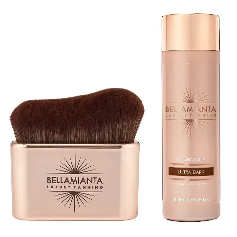 Bilde av best pris Bellamianta - Tanning Liquid Ultra Dark 200 ml + Precision Body Brush - Skjønnhet