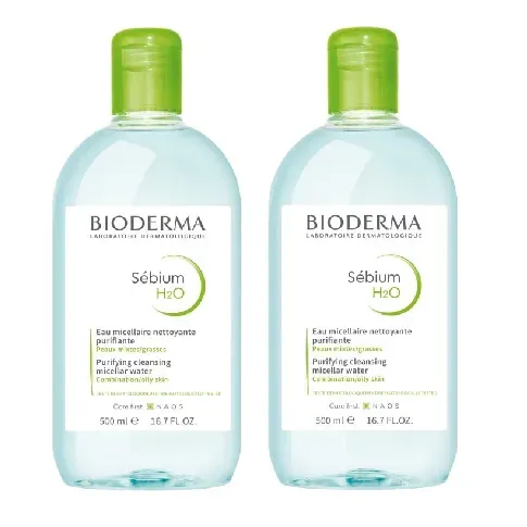 Bilde av best pris Bioderma - 2 x Sebium H2O Purifying Cleansing Micellar Solution 500 ml - Skjønnhet