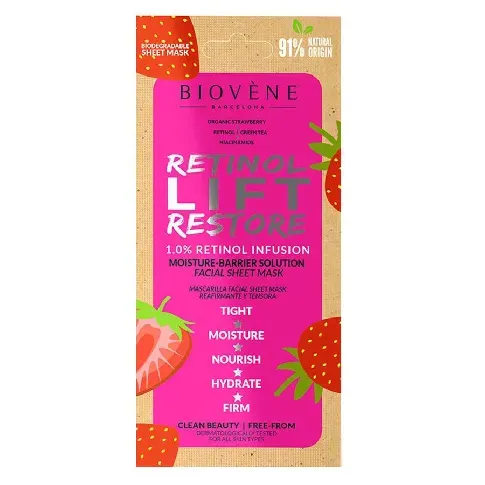 Bilde av best pris Biovène Retinol Lift Restore Moisture-Barrier Organic Strawberry Hudpleie - Ansikt - Ansiktsmasker