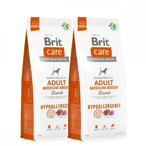 Bilde av best pris Brit Care Dog Adult Medium Breed Hypoallergenic Lamb 2x12 kg Hund - Hundemat - Tørrfôr