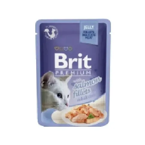 Bilde av best pris Brit Premium Cat Delicate Fillets in Jelly with Salmon 85 g - (24 pk/ps) Kjæledyr - Katt - Kattefôr