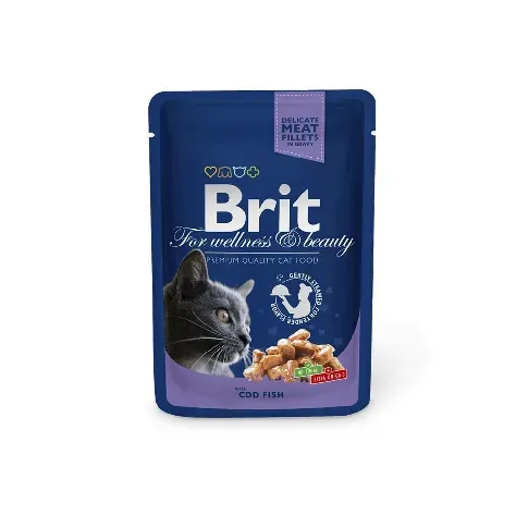 Bilde av best pris Brit Premium Porsjonsposer Med Torsk for Katter Katt - Kattemat - Våtfôr