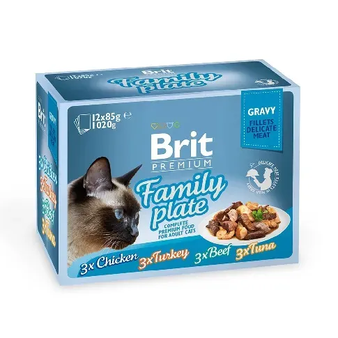 Bilde av best pris Brit Premium Pouches Fillets in Gravy Family Plate 12x85 g Katt - Kattemat - Våtfôr