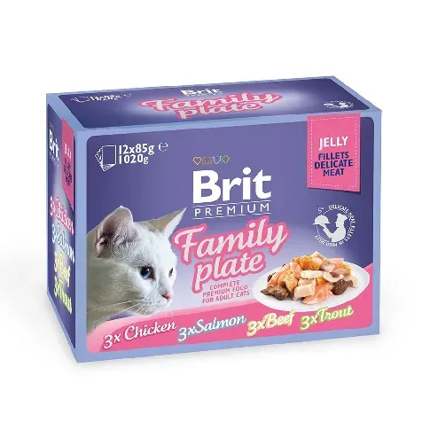 Bilde av best pris Brit Premium Pouches Fillets in Jelly Family Plate 12x85 g Katt - Kattemat - Våtfôr