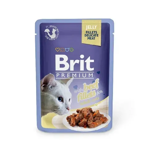 Bilde av best pris Brit Premium Pouches Fillets in Jelly with Beef Katt - Kattemat - Våtfôr