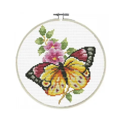 Bilde av best pris Broderipakke Bilde Butterfly Bouquet Strikking, pynt, garn og strikkeoppskrifter