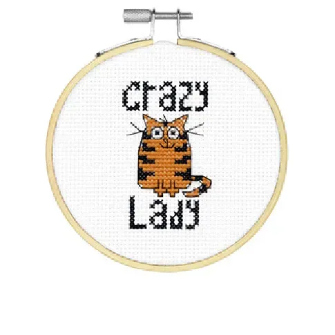Bilde av best pris Broderipakke Bilde Crazy cat lady Strikking, pynt, garn og strikkeoppskrifter